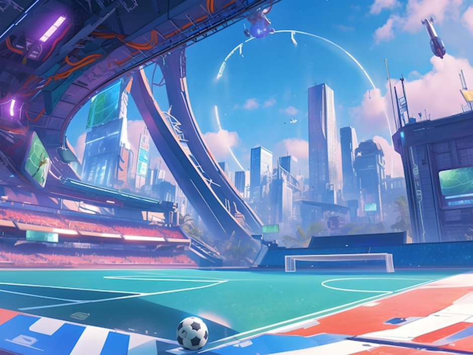 Futuristic soccer field illustration